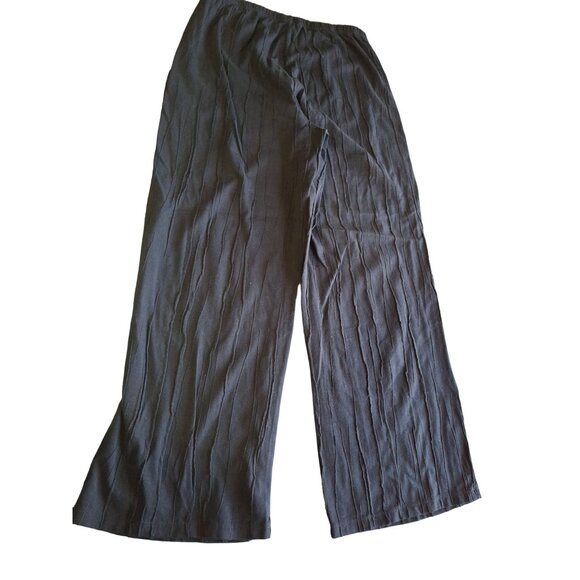 Habits Elastic Waist Textured Wide Leg Pants Womens Small Black - Picture 2 of 10